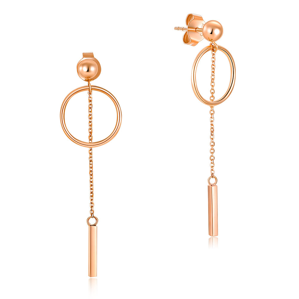 18玫瑰金 圓圈耳環 個性風優雅時尚 百搭適合OL 精品珠寶
