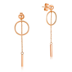 純18K/750玫瑰金圓圈耳環 個性風優雅時尚百搭適合OL精品珠寶Rose Gold Circle Stylish Earrings