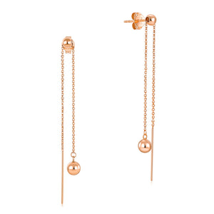 純18K/750玫瑰金長耳線耳環 一對耳環兩種戴法OL精品珠寶Rose Gold 2 Style Earrings
