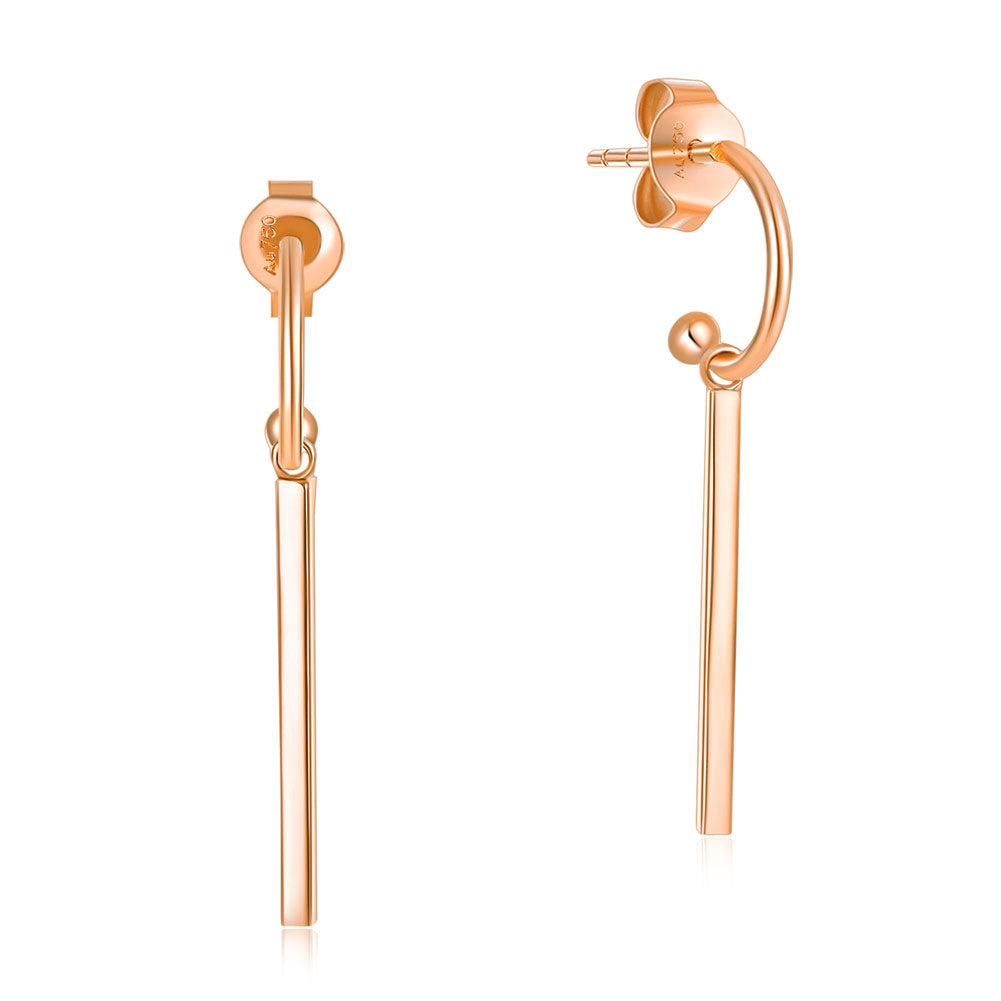 18K玫瑰金 吊墜耳環 時尚優雅百搭 適合OL精品珠寶 Rose Gold Long Line Stylish Earrings