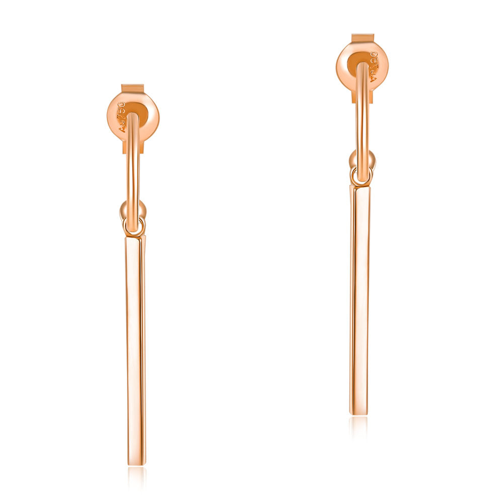 18K玫瑰金 吊墜耳環 時尚優雅百搭 適合OL精品珠寶 Rose Gold Long Line Stylish Earrings