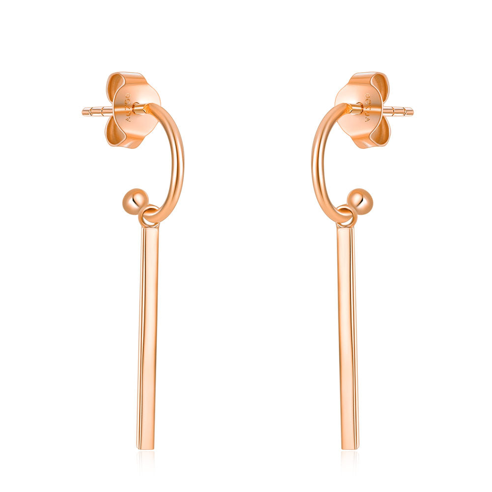 18K玫瑰金 吊墜耳環 時尚優雅百搭 適合OL精品珠寶 Rose Gold Long Line Stylish Earrings