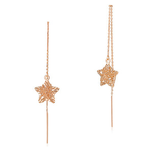 純18K/750玫瑰金長耳線星星耳環 時尚優雅百搭適合OL精品珠寶Rose Gold Star Earrings