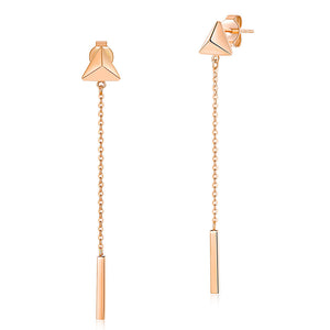 純18K/750玫瑰金長耳線耳環 時尚優雅百搭適合OL 精品珠寶Rose Gold Long Line Earrings