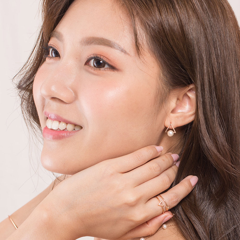2024 推薦 珍珠耳環 18K玫瑰金 簡約時尚 香港精品珠寶