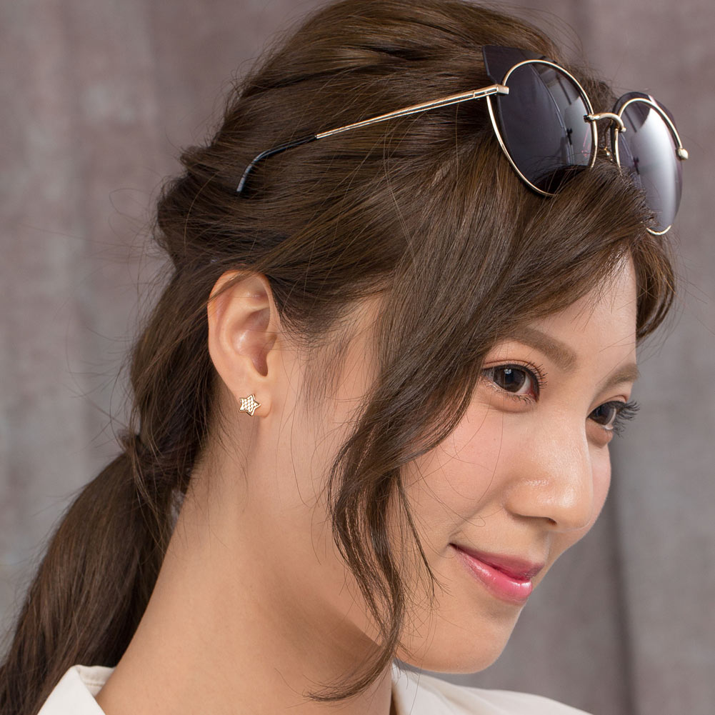 18K玫瑰金 星星 耳環 韓款 時尚優雅 百搭適合OL - 精品珠寶