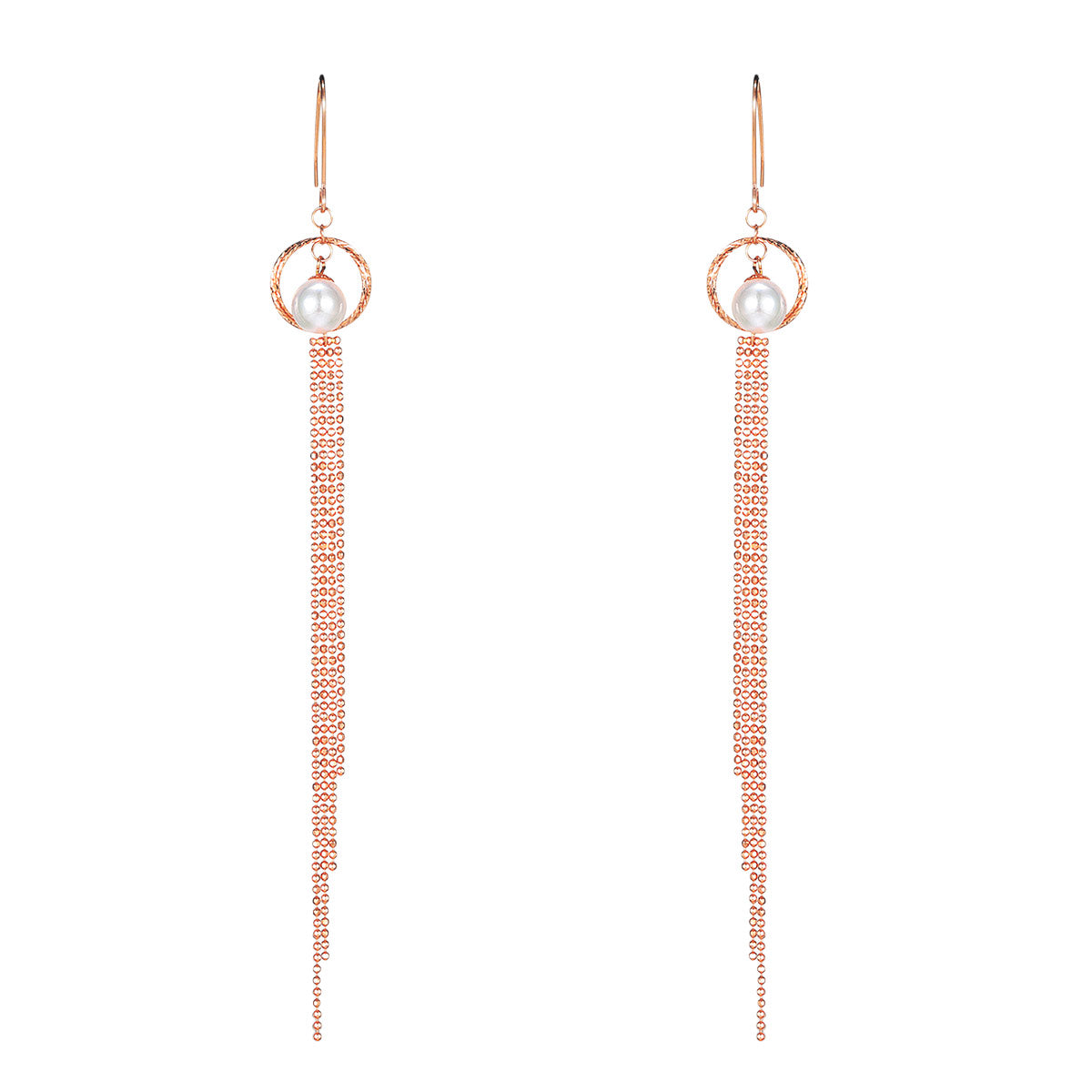 18K玫瑰金日本Akoya珍珠耳環 (7-8 mm) Pearl Earrings 垂墜 - 精品珠寶