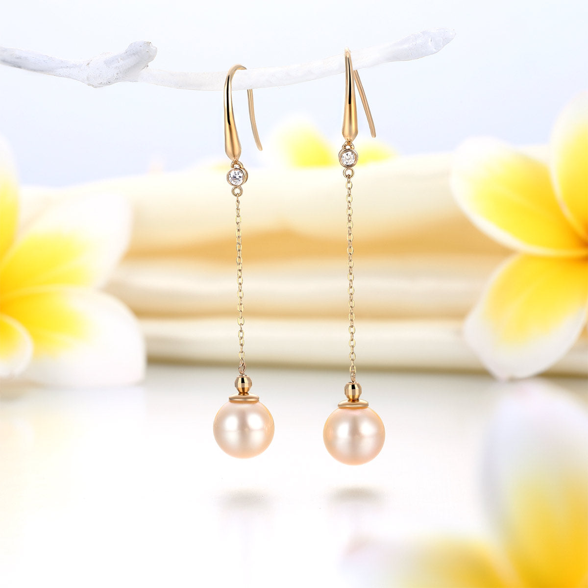 18K黄金鑽石南洋金珍珠(9 mm) Pearl Earrings 耳墜耳環精品珠寶