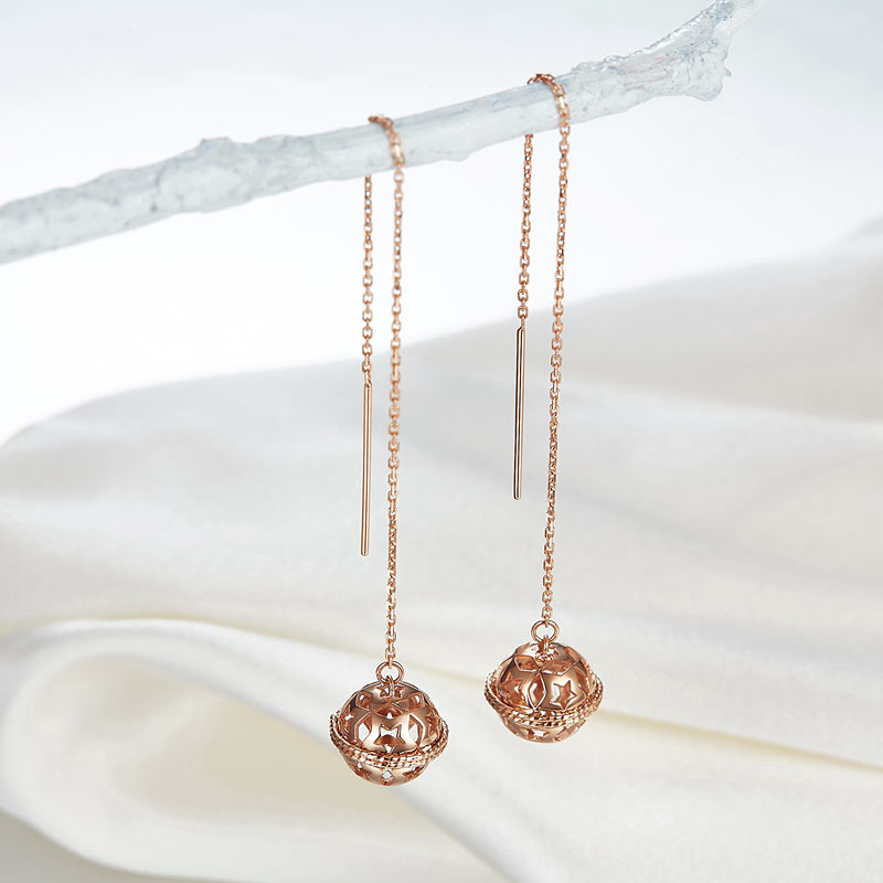 18K玫瑰金 長耳線耳環 精品珠寶 Rose Gold Earrings