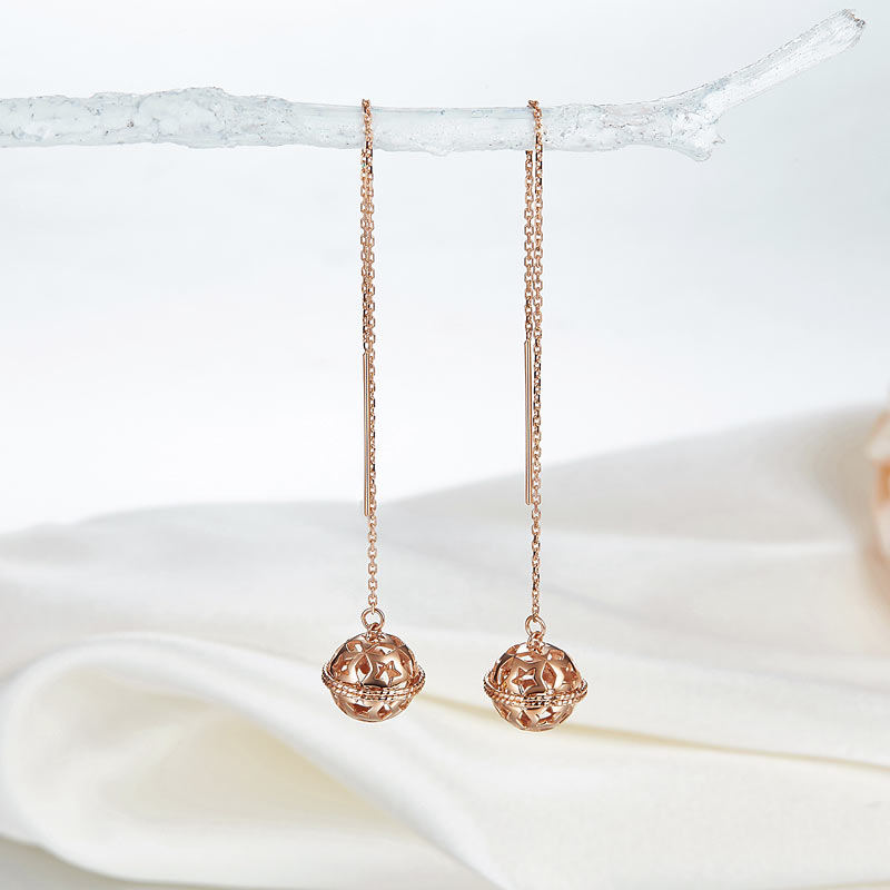 18K玫瑰金 長耳線耳環 精品珠寶 Rose Gold Earrings