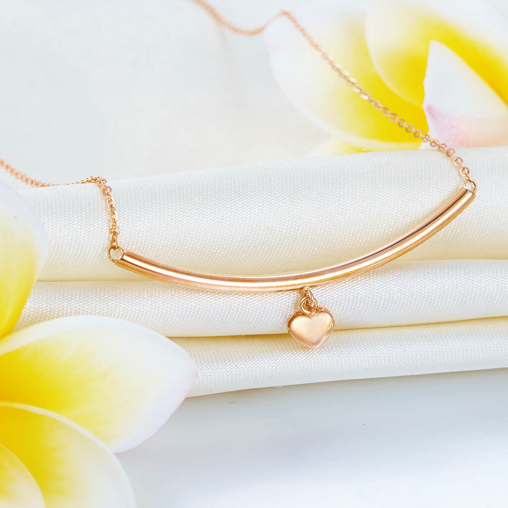 純18K/750 玫瑰金吊心形項鍊頸鏈 時尚優雅 - 精品珠寶