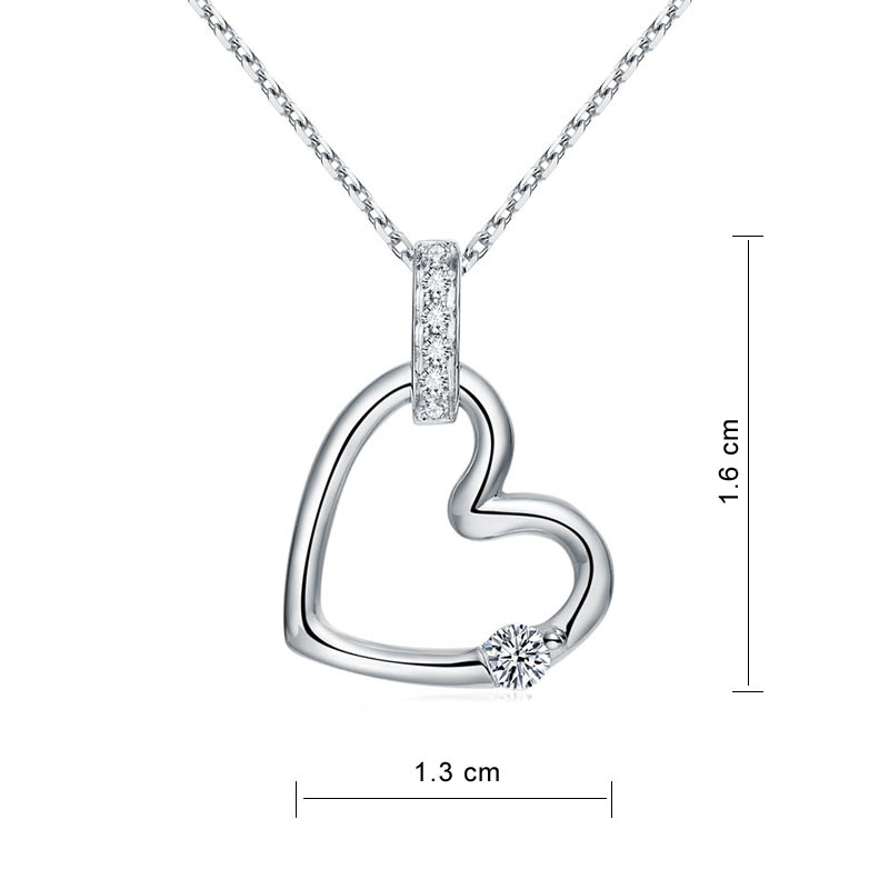 18K白金心形項鍊 0.11克拉鑽石 吊墜頸鏈 獨特鑽飾