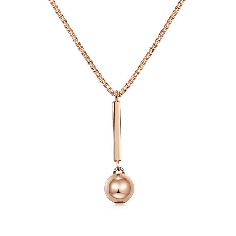 純18K/750 玫瑰金吊小圓珠項鍊女裝頸鏈 時尚優雅 - 精品珠寶