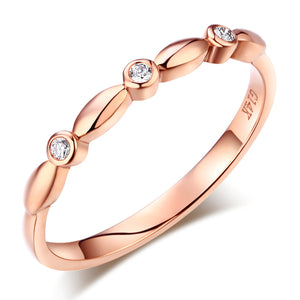 三生三世 純14K玫瑰金 基本款 百搭 天然鑽石 0.03克拉 線戒 戒指 - 精品珠寶