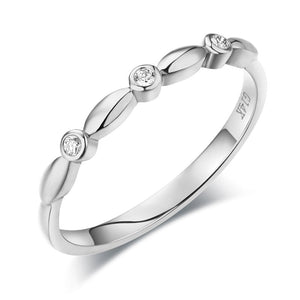 三生三世 純14K白金 基本款 百搭 天然鑽石 0.03克拉 線戒 戒指 - 精品珠寶