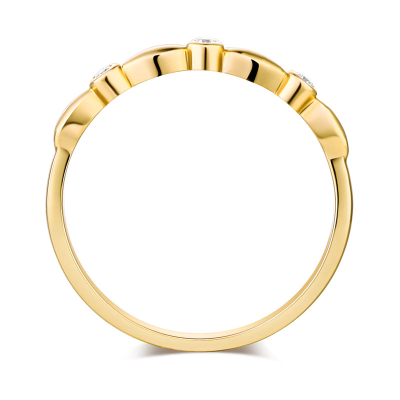 三生三世 純14K黃金 基本款 百搭 天然鑽石 0.03克拉 線戒 戒指 - 精品珠寶