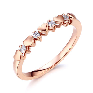 純真可愛 純14K玫瑰金 天然鑽石 0.11克拉 線戒戒指 - 精品珠寶