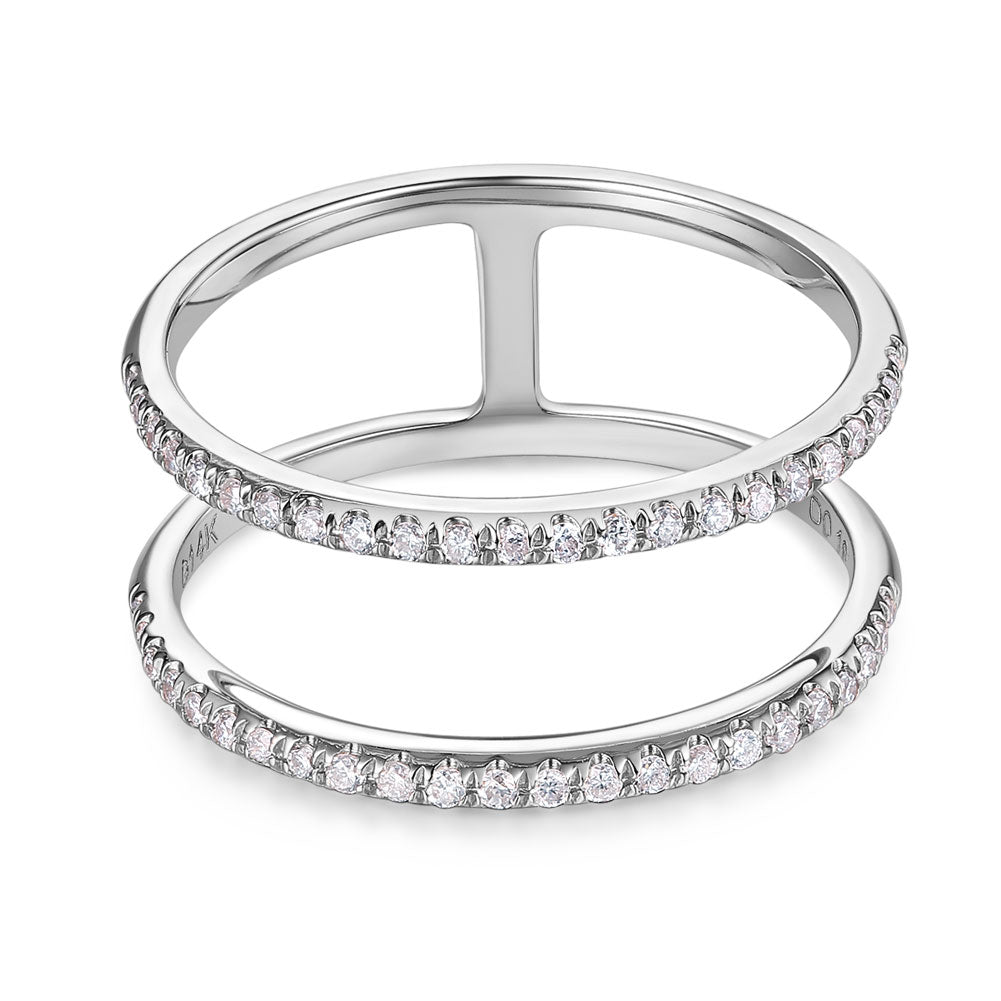 展現個性 純14K白金 雙列鑽石 天然鑽石 0.184克拉 戒指 - 精品珠寶