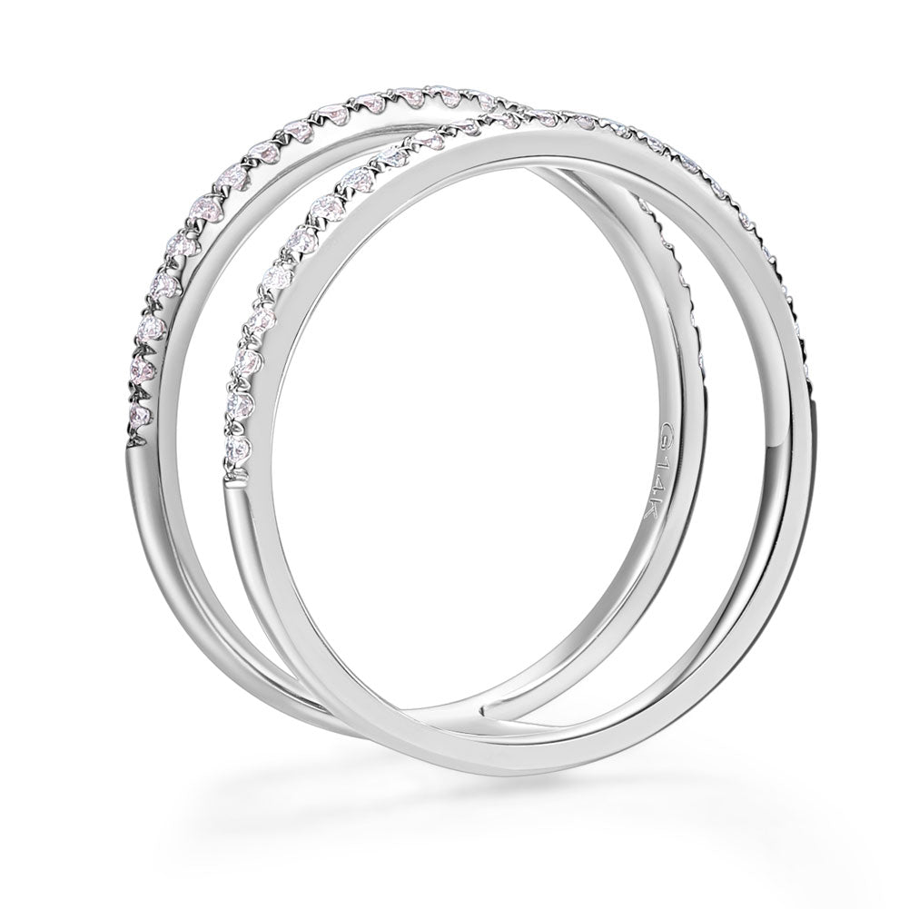 展現個性 純14K白金 雙列鑽石 天然鑽石 0.184克拉 戒指 - 精品珠寶