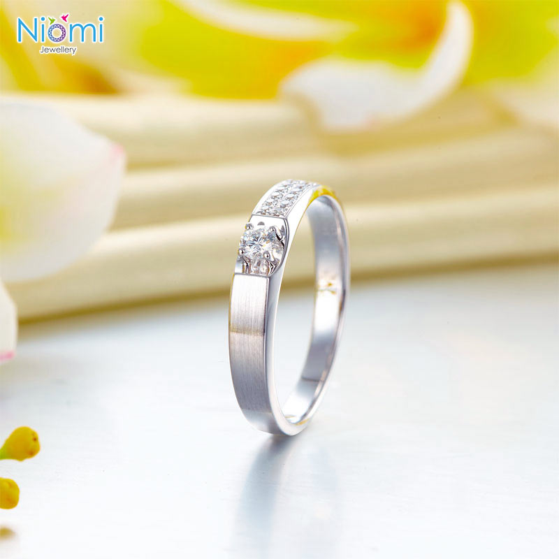 情侶戒指 14K白金 香港結婚戒指專門店 - 免費刻名 - 情人禮物