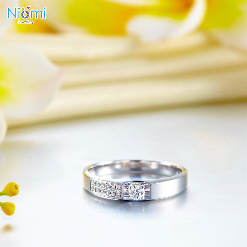 情侶戒指 14K白金 香港結婚戒指專門店 - 免費刻名 - 情人禮物
