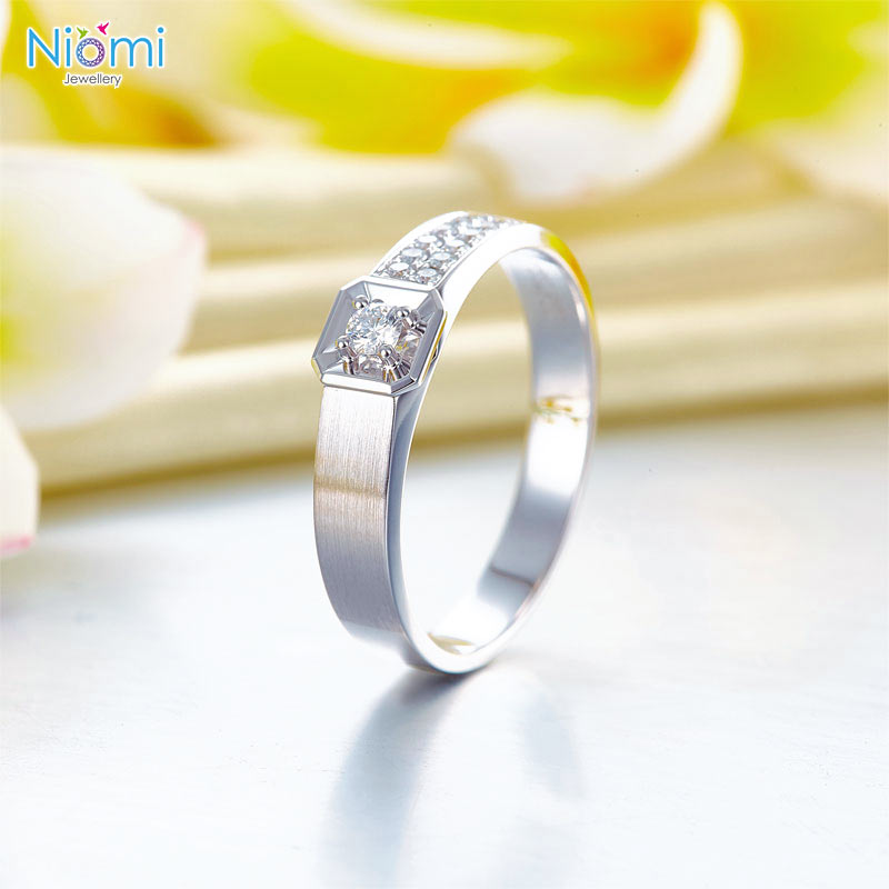 情侶戒指 14K白金 香港結婚戒指專門店 - 免費刻名 - 情人禮物