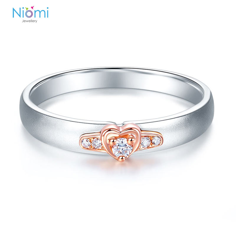 14K白金 玫瑰金 (雙色)結婚戒指 香港專情侶戒指門店 - 免費刻名 - 情人禮物