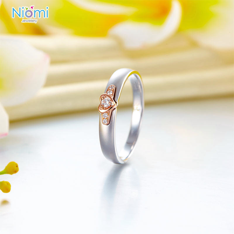 14K白金 玫瑰金 (雙色)結婚戒指 香港專情侶戒指門店 - 免費刻名 - 情人禮物