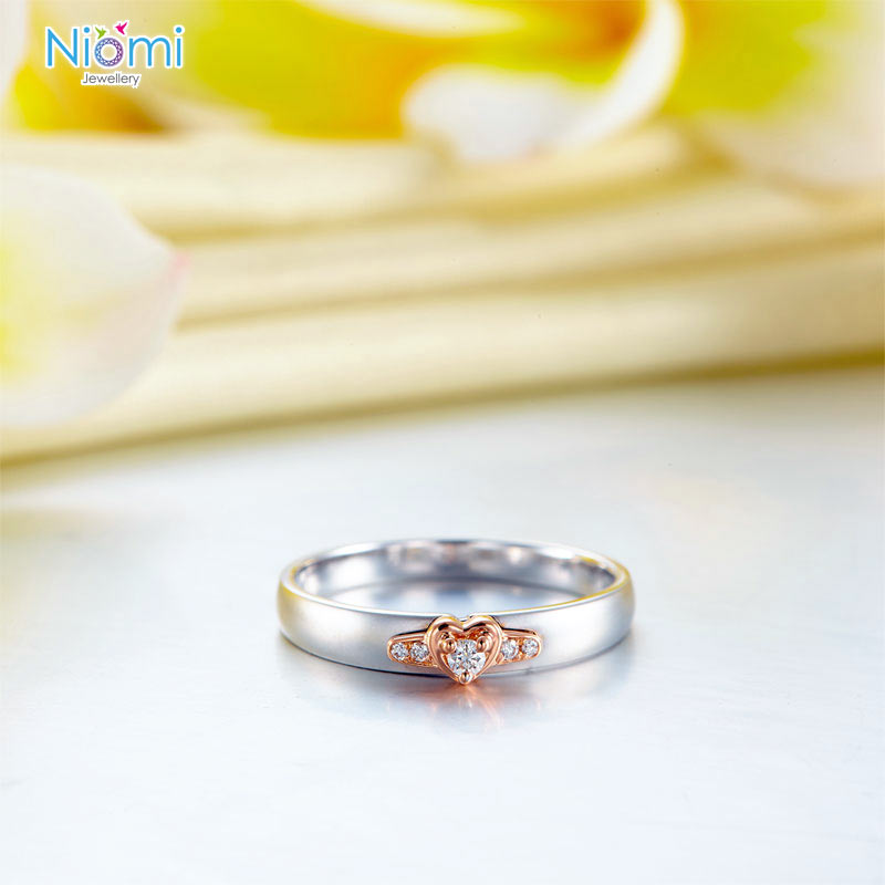 14K白金 玫瑰金 (雙色)結婚戒指 香港專情侶戒指門店 - 免費刻名 - 情人禮物