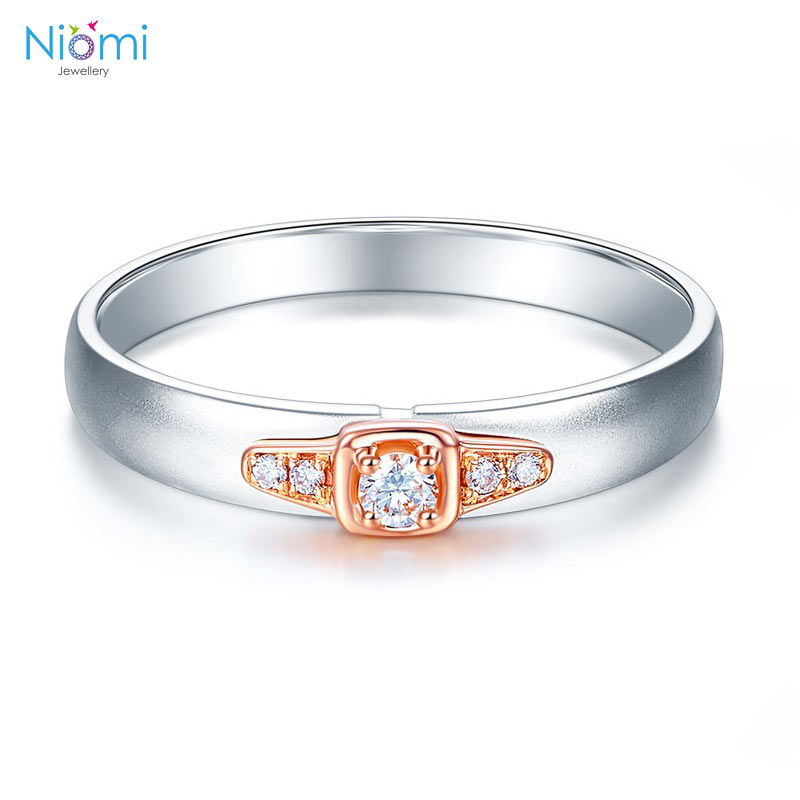 14K白金 玫瑰金 (雙色)結婚戒指 香港專情侶戒指門店 - 免費刻名 - 情人禮物