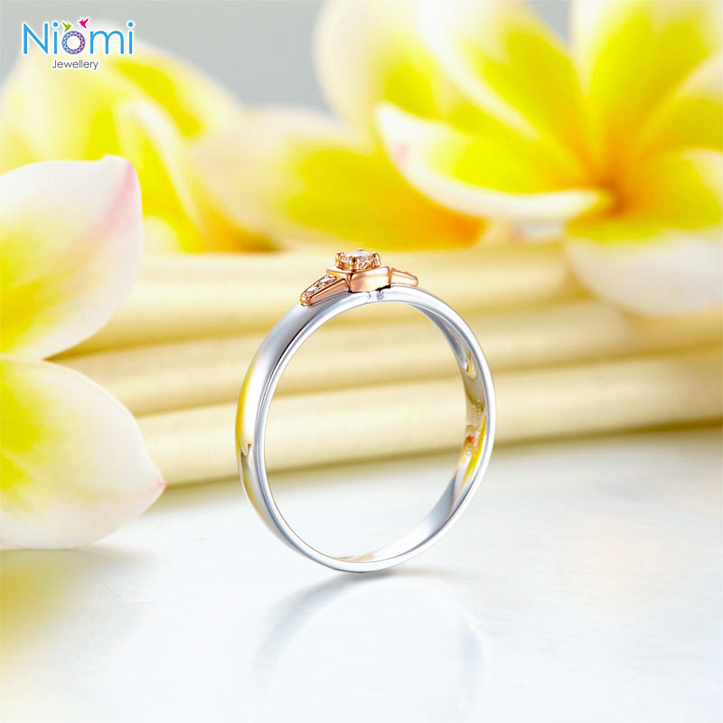 14K白金 玫瑰金 (雙色)結婚戒指 香港專情侶戒指門店 - 免費刻名 - 情人禮物