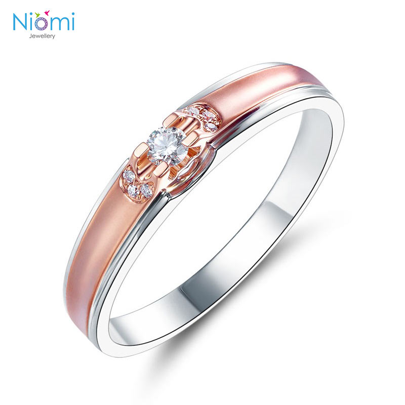 14K白金 玫瑰金 (雙色)情侶戒指 香港結婚戒指專門店 - 免費刻名 - 情人禮物