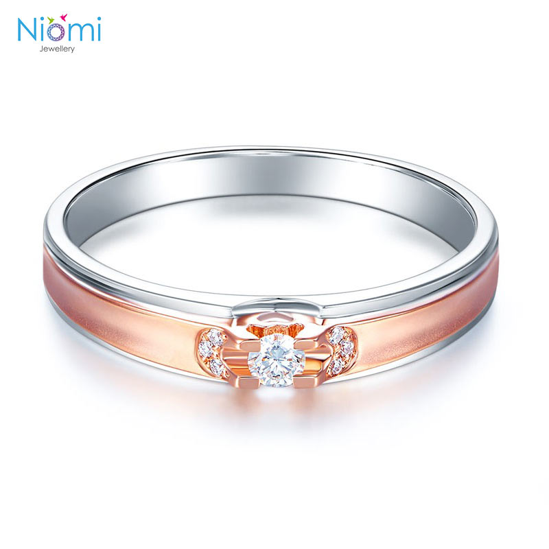 14K白金 玫瑰金 (雙色)情侶戒指 香港結婚戒指專門店 - 免費刻名 - 情人禮物