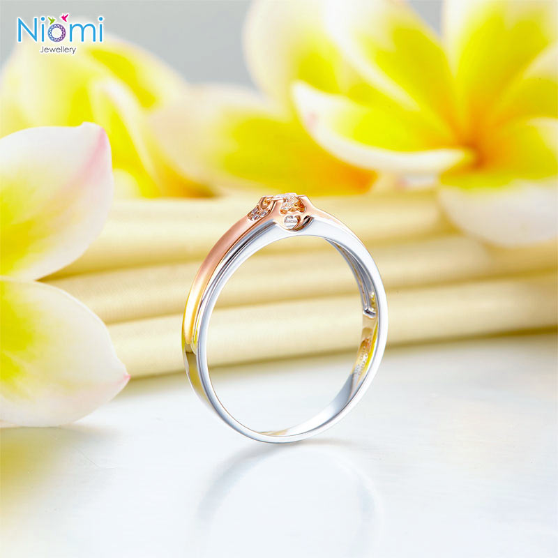 14K白金 玫瑰金 (雙色)情侶戒指 香港結婚戒指專門店 - 免費刻名 - 情人禮物
