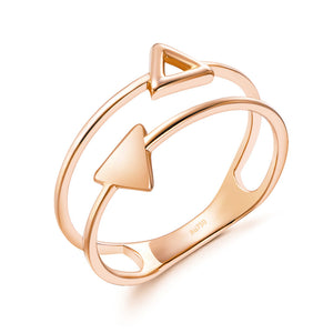 純18K/750 玫瑰金幾何三角形戒指環 時尚優雅 - 精品珠寶