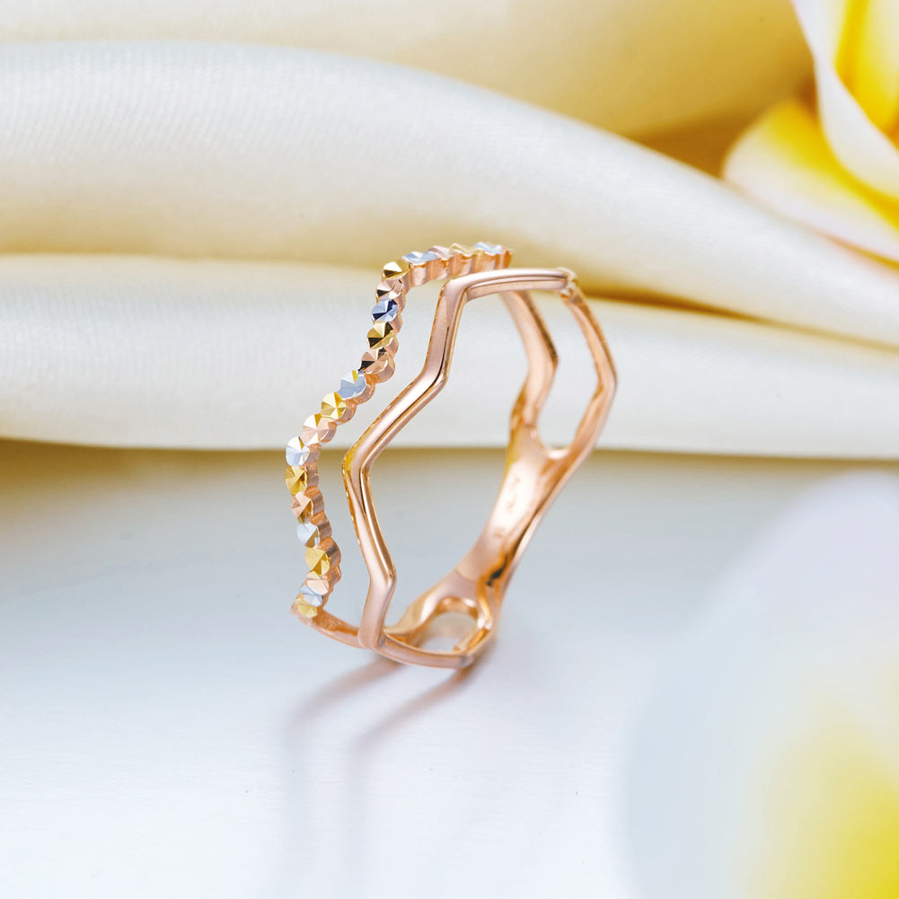 18K 玫瑰金戒指 切花 時尚優雅 - 精品珠寶