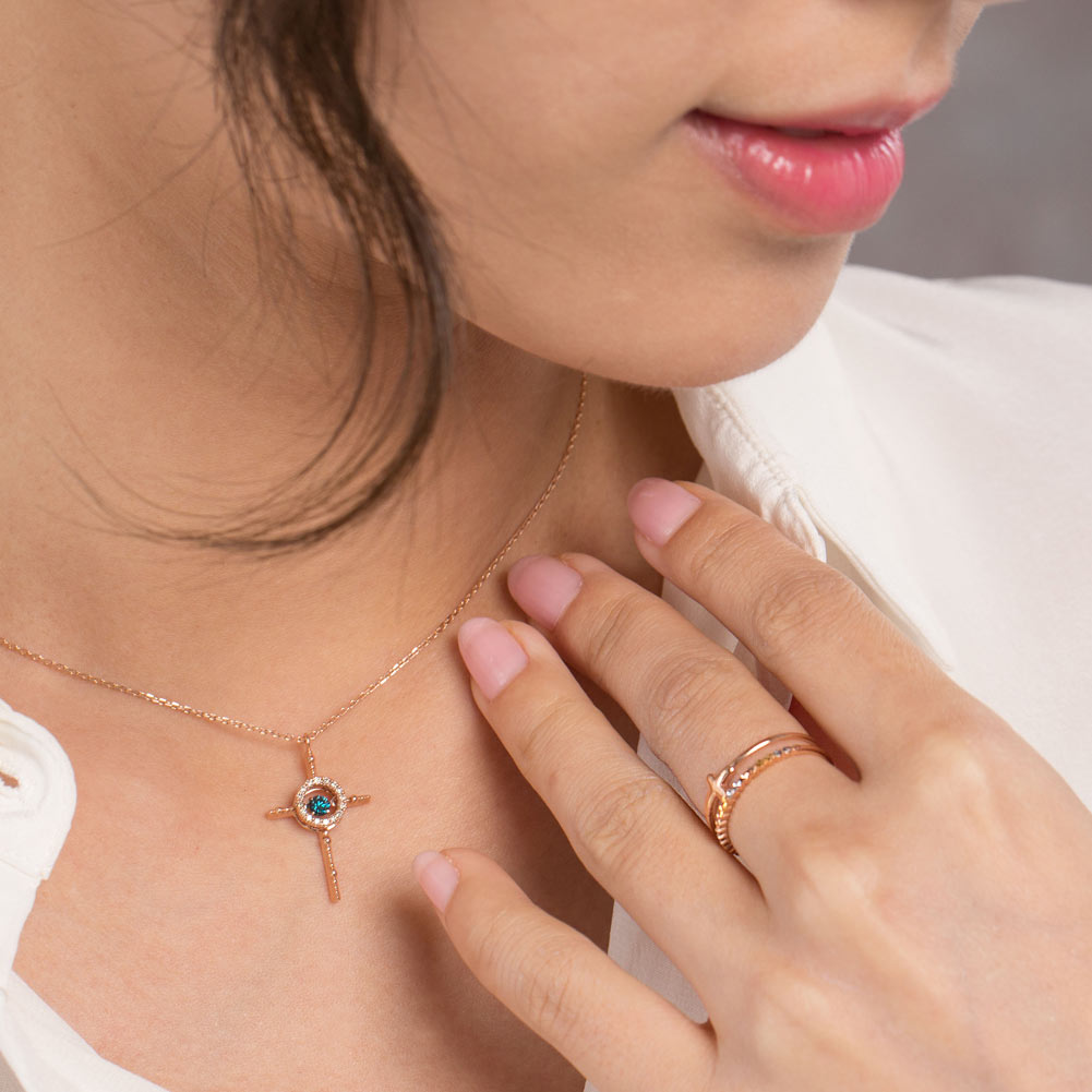 18K 玫瑰金戒指 十字架 時尚優雅 - 精品珠寶