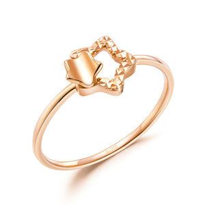 純18K/750 玫瑰金星星戒指環 時尚優雅 - 精品珠寶