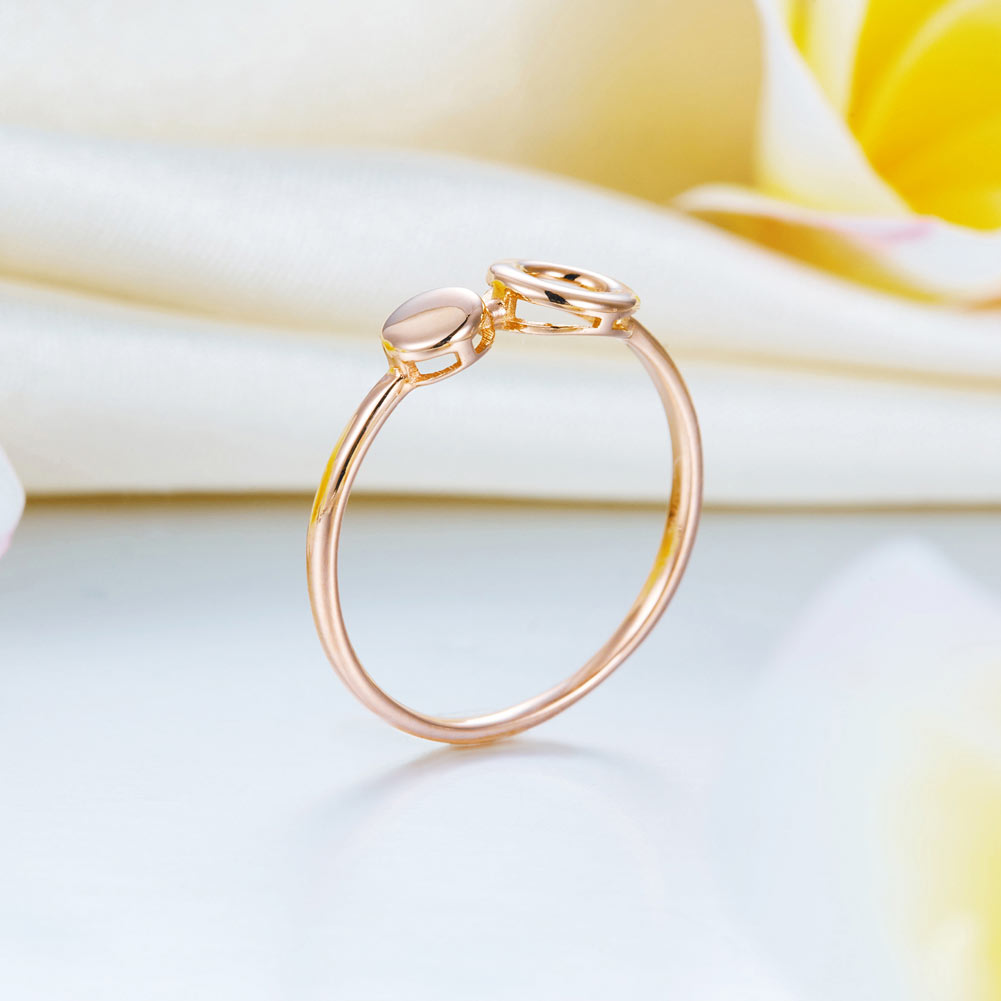 18K 玫瑰金戒指 幾何圓形 時尚優雅 - 精品珠寶