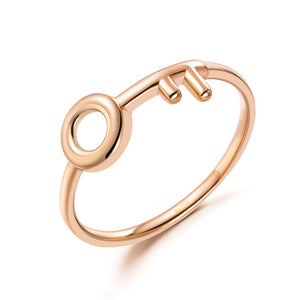純18K/750 玫瑰金鎖匙戒指環 時尚優雅 - 精品珠寶