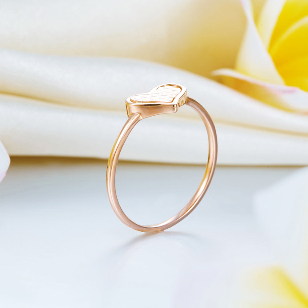 18K 玫瑰金戒指 切花心形 時尚優雅 - 精品珠寶