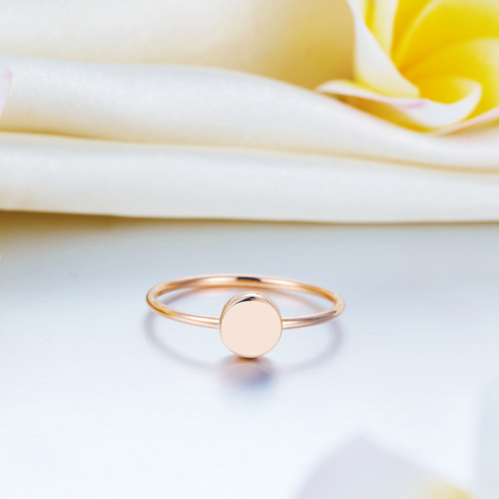 18K 玫瑰金戒指 幾何圓形 時尚優雅 - 精品珠寶