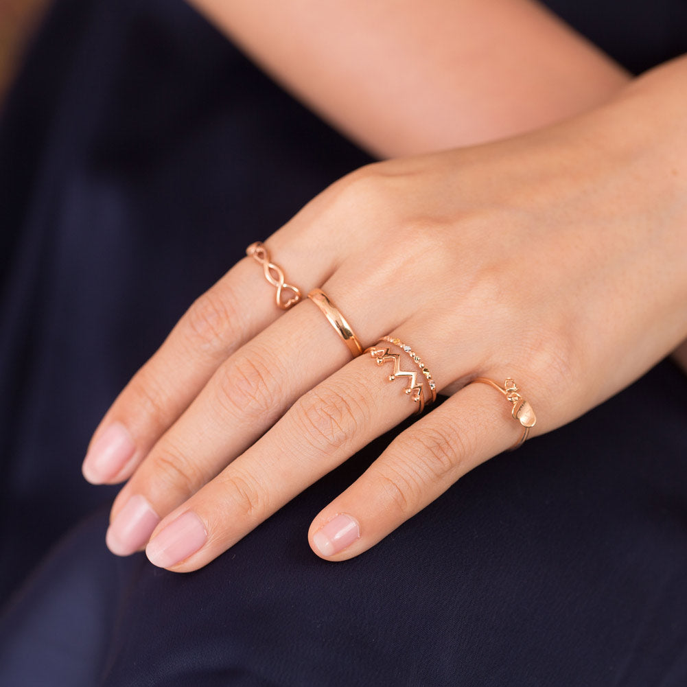 18K 玫瑰金戒指 經典 光面 時尚優雅 - 精品珠寶