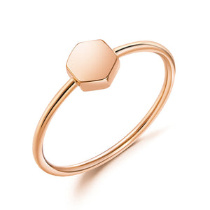純18K/750 玫瑰金幾何六角形戒指環 時尚優雅 - 精品珠寶