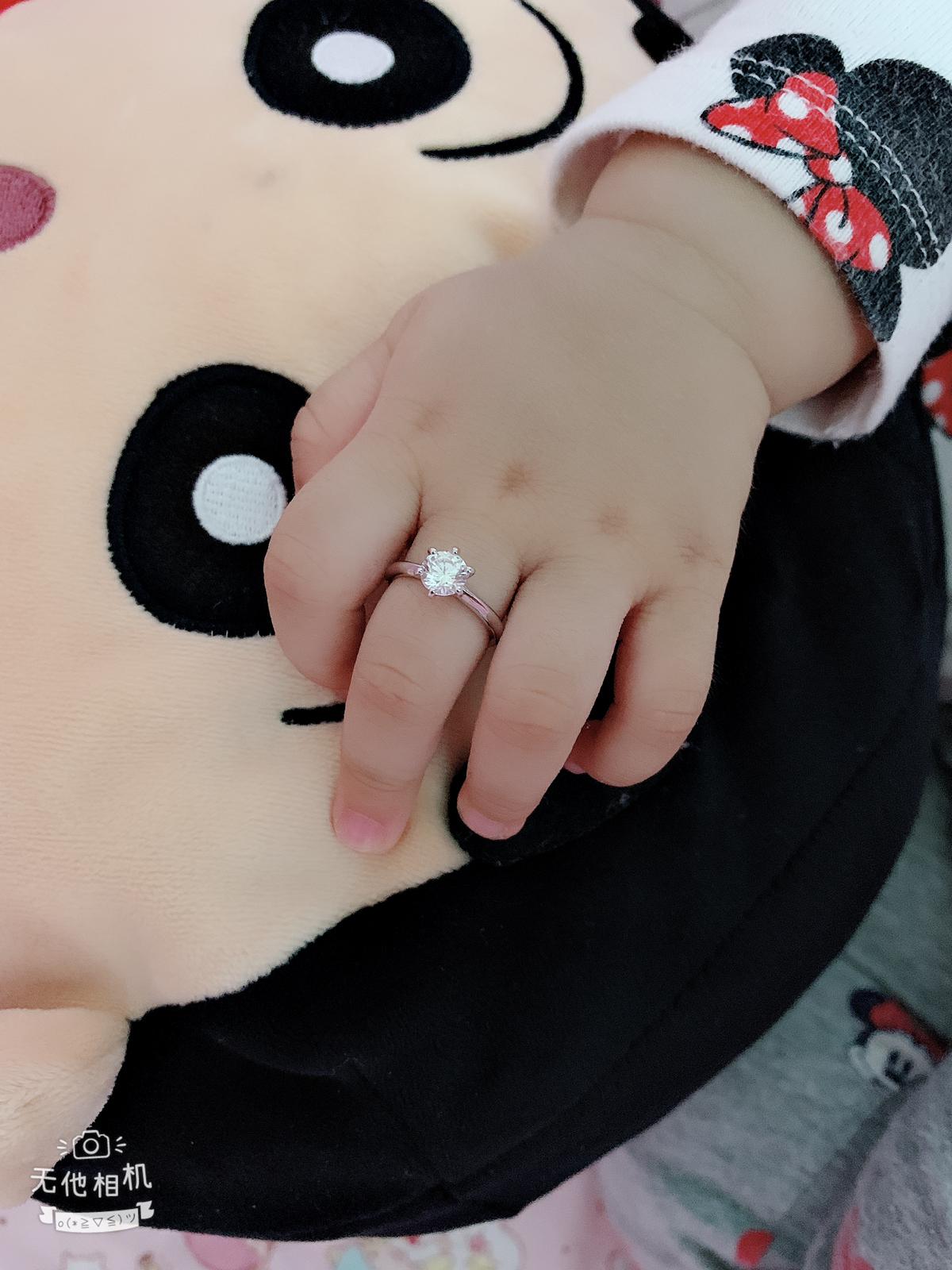 初生嬰兒 戒指 免費刻字 小公主 925純銀 粉紅色 心形BB鑽 一生的祝福 BB相 拍攝道具