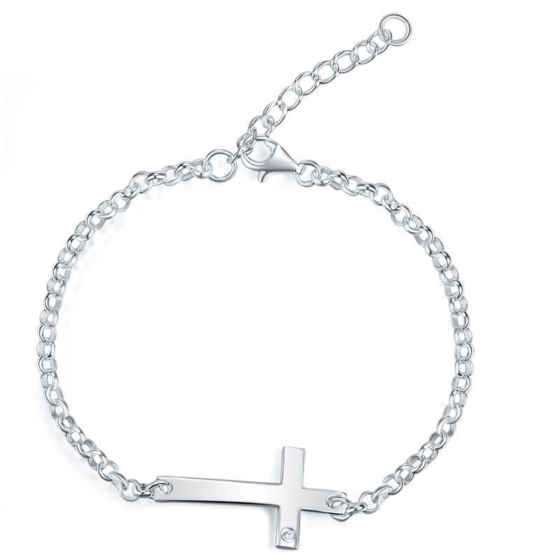 小王子小公主925純銀十字架手錬鏈小童銀器店 925 Kid Silver Cross Bracelet