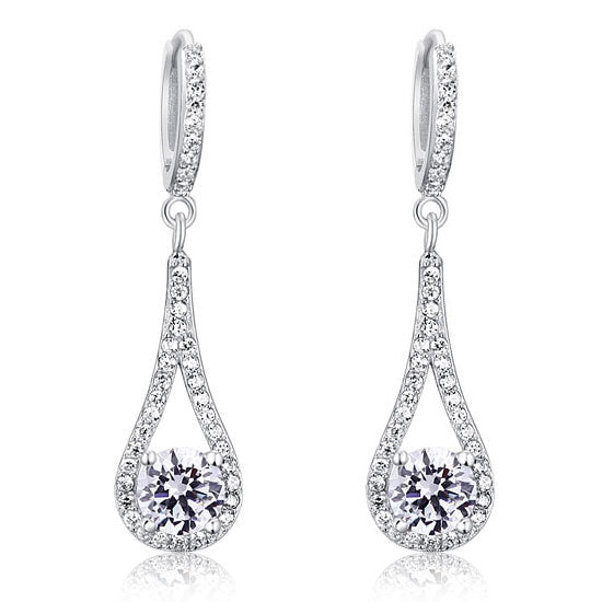 925純銀仿鑽伴娘耳環耳飾 Silver Dangle Bridesmaids Earrings