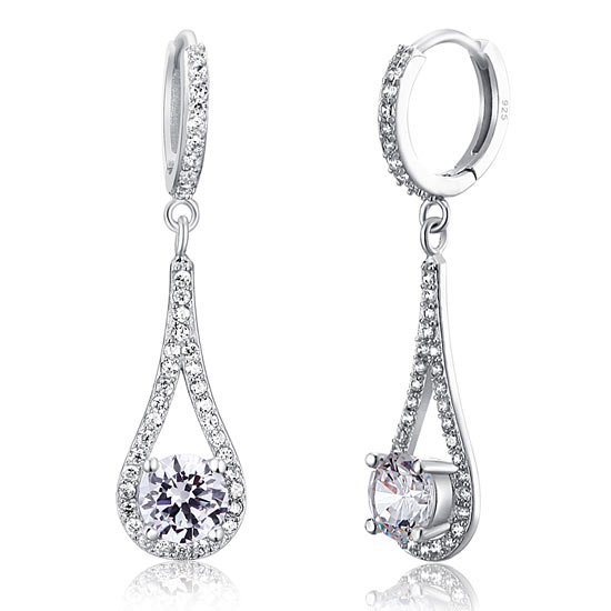 925純銀仿鑽伴娘耳環耳飾 Silver Dangle Bridesmaids Earrings