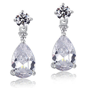 925純銀伴娘高仿鑽石耳環 Silver Dangle Bridesmaids Earrings