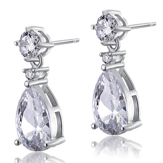 925純銀伴娘高仿鑽石耳環 Silver Dangle Bridesmaids Earrings